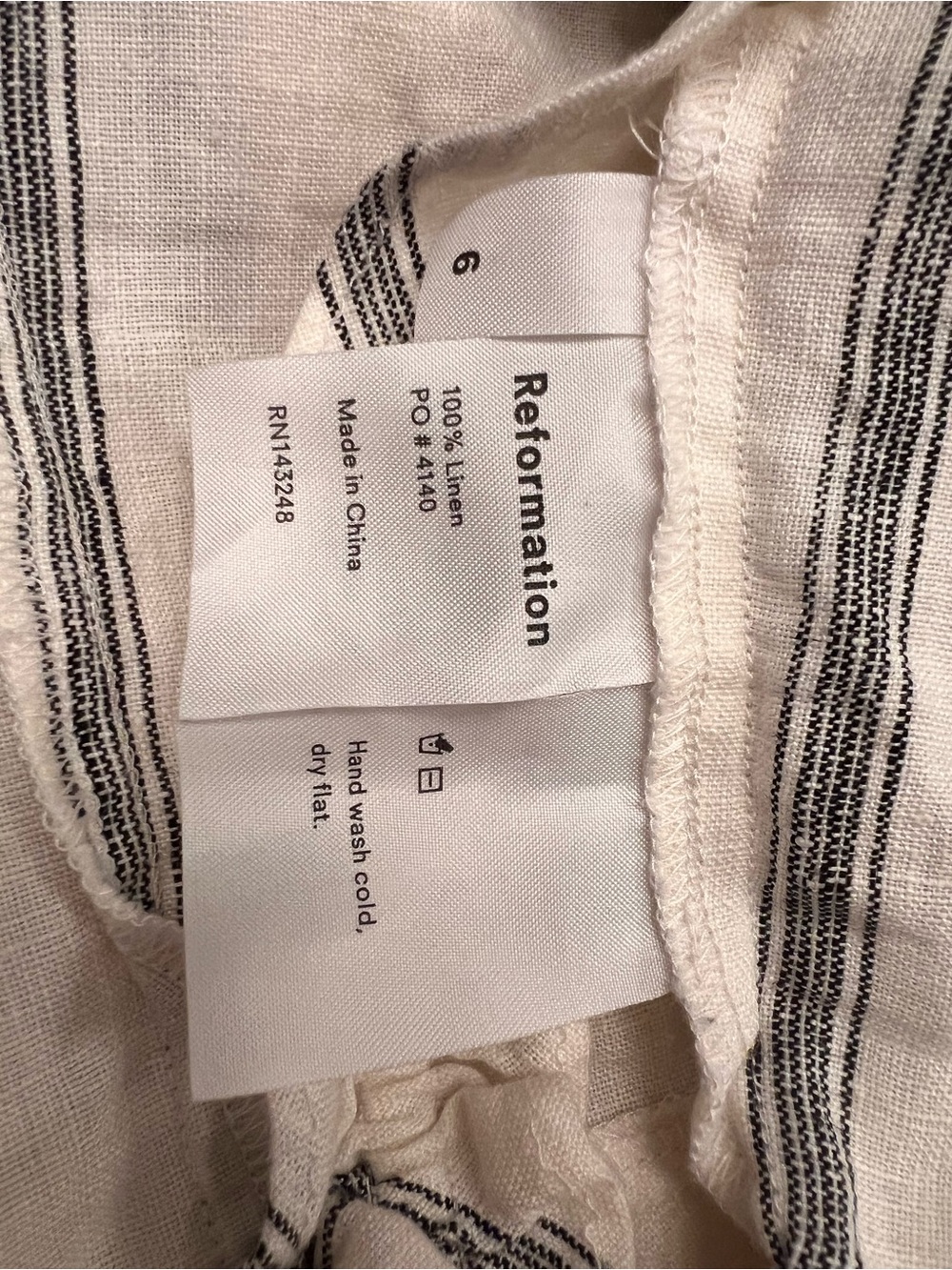 Reformation Linen Striped Lace-Up Ruffled Corset Style White Gray Top Size 6 - Picture 5 of 5